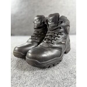 Thorogood Deuce Combat Work Boots Mens 9.5 Black Leather Side Zip Waterproof